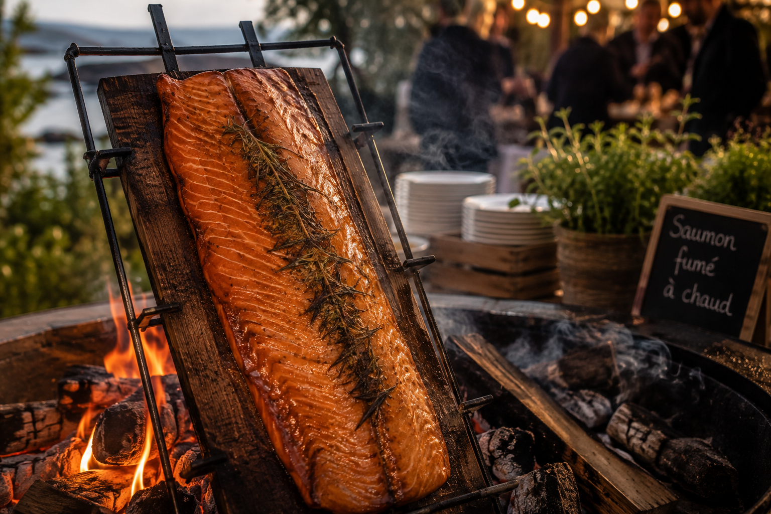 Saumon fumé à chaud au feu de bois Iroise Réceptions